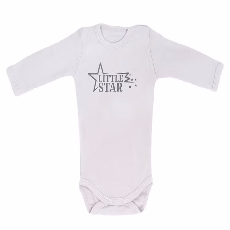 Grå långärmad body med text - Little Star