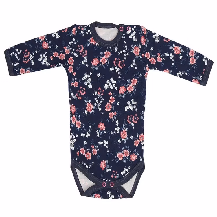 Blommig långärmad body - Blommor