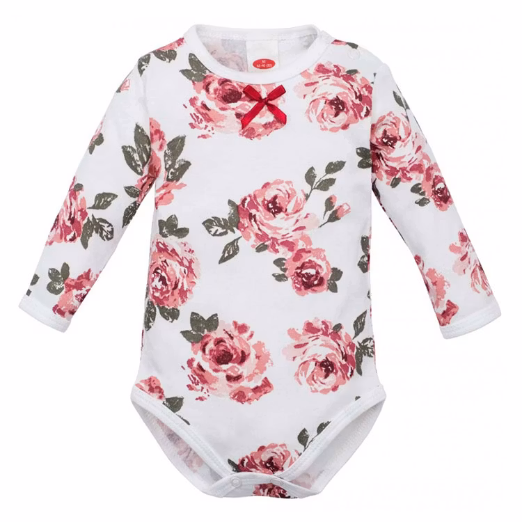 Långärmad body med rosmönster och rosett - Roses