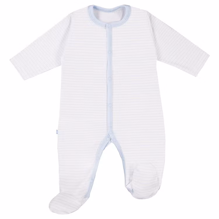 Randig vit/blå långärmad sparkdräkt - Tiny Blue