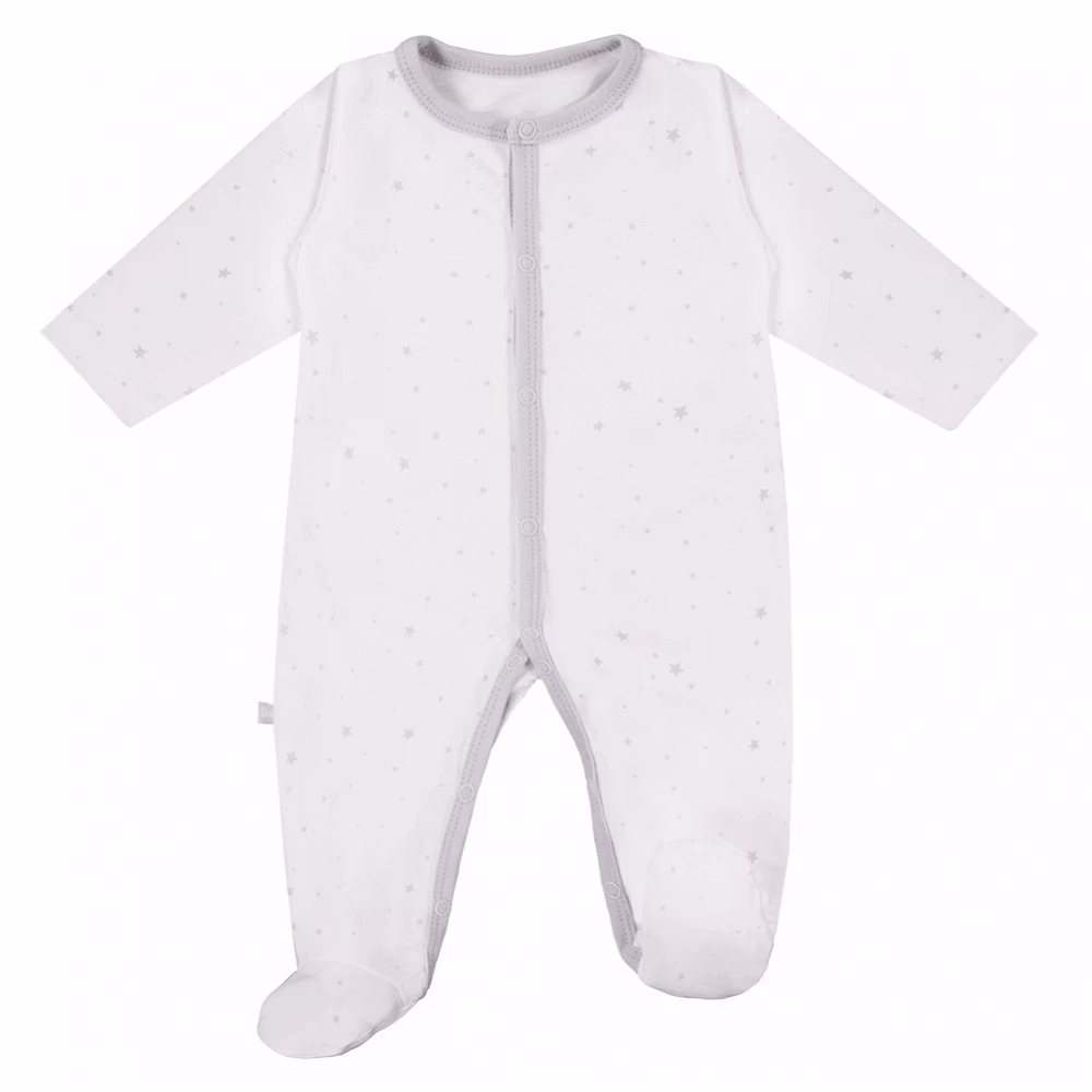 Vit/grå långärmad sparkdräkt med stjärnmotiv - Tiny Star