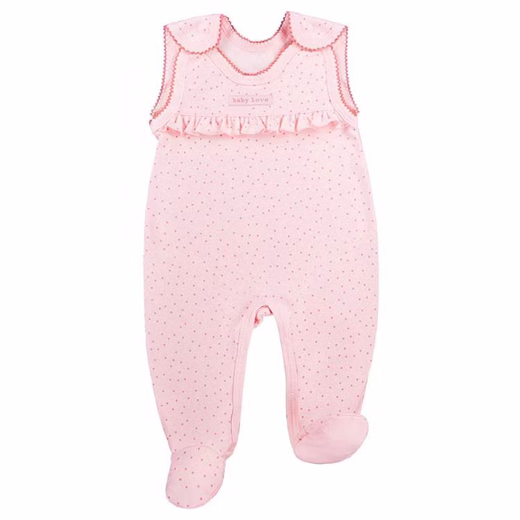 Rosa ärmlös premium sparkdräkt med volang och virkad kant - Pink Sky