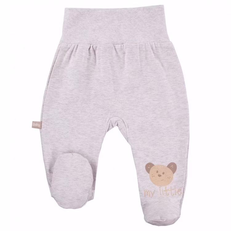 Grå byxa med nalle och hela fötter från kollektionen Tiny Bear