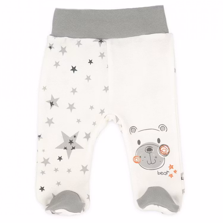 Vit byxa med björnmotiv och hel fot - Teddy Star