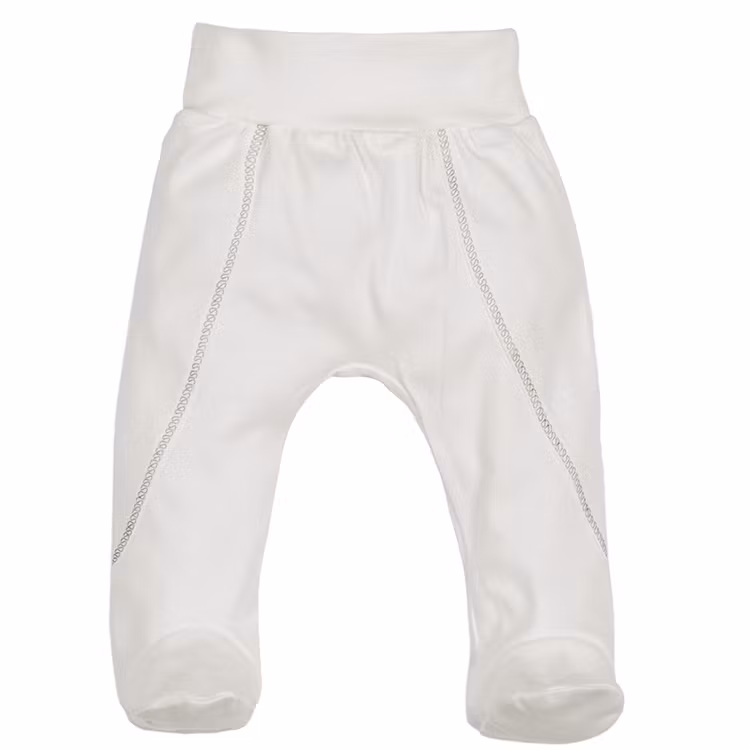Beige byxa i ekologisk bomull med hela fötter från kollektionen Organic Baby