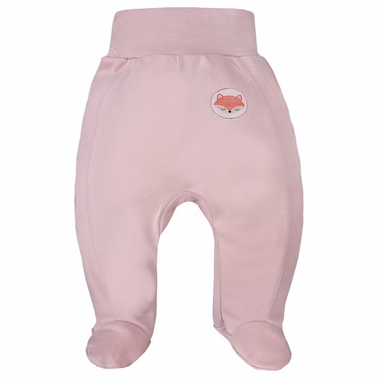 Rosa premium byxa med hela fötter och sött rävmotiv från kollektionen Adventure
