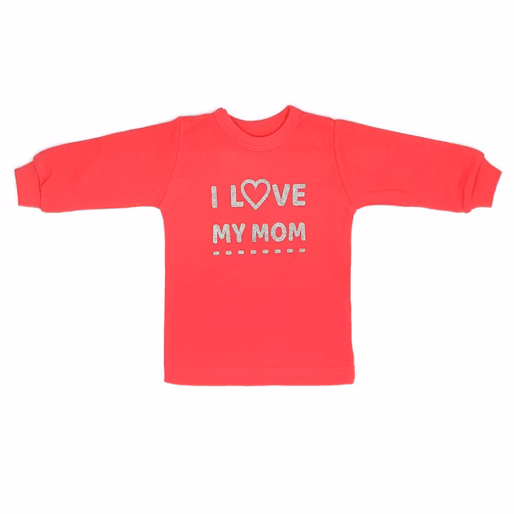 Röd tröja med glittrig text från kollektionen Love my mom