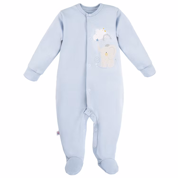 Blå sparkdräkt med elefant - Baby Mellow