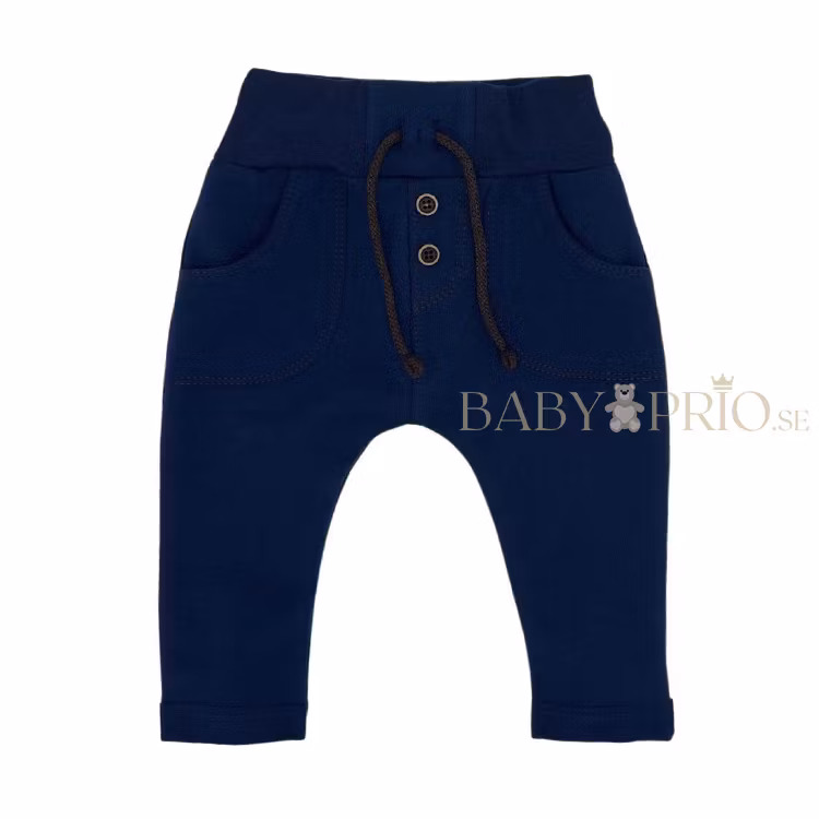 Eleganta marinblå sweatpants med fickor - Ellegance