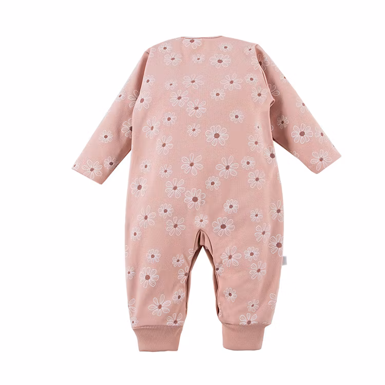 Rosa långärmad jumpsuit med blommor - Daisy