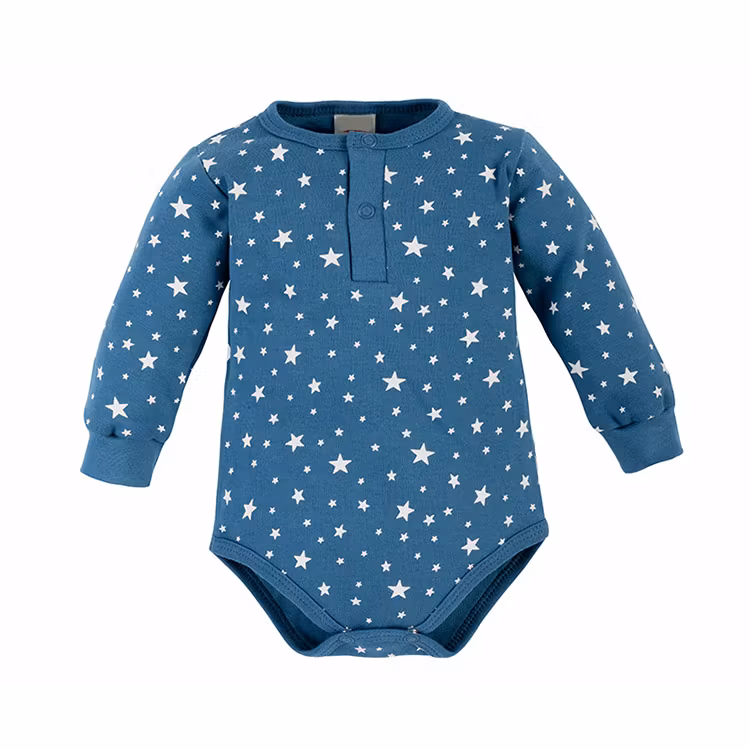 Blå body med knappar vid krage - Baby Stars