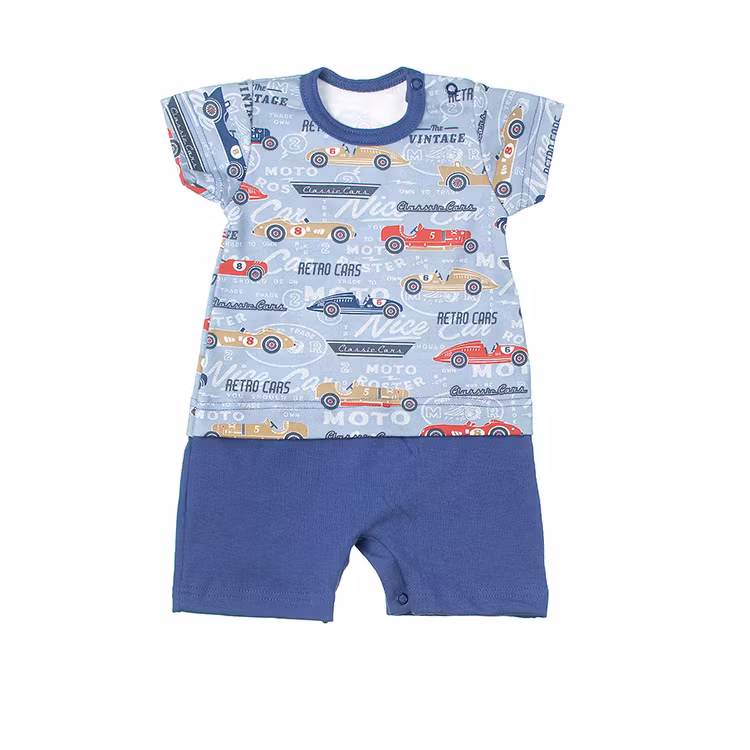 Kortärmad jumpsuit med bilar - Retro Cars