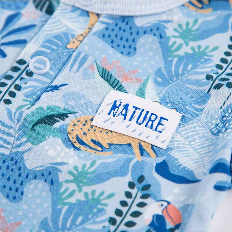 Mönster av blå jumpsuit med leoparder - Nature