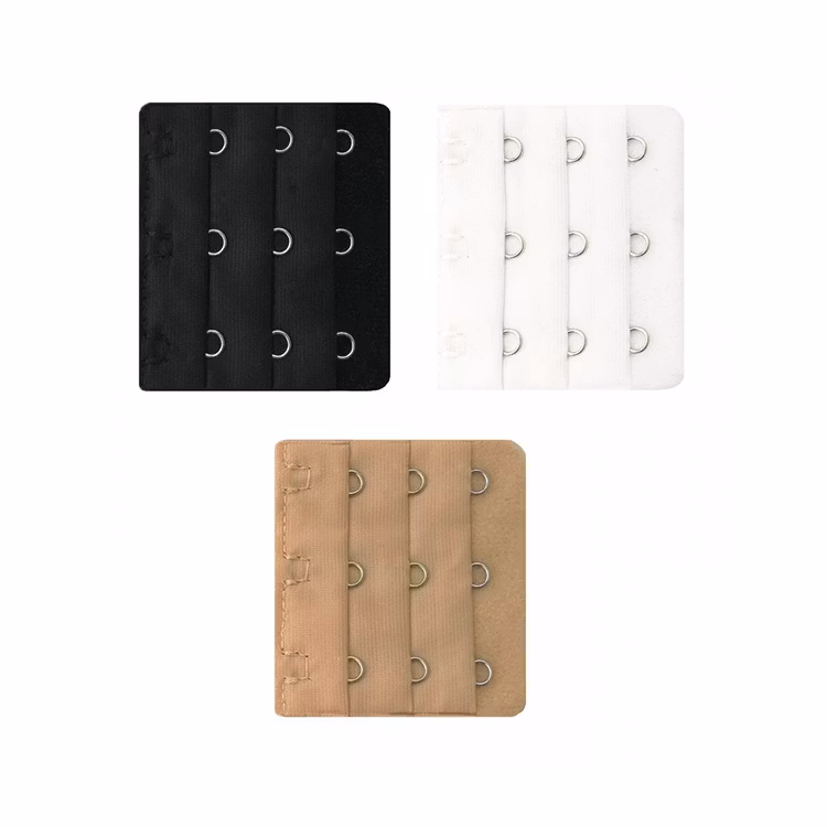 3-pack BH-förlängare - 3 hakar - svart, vit & beige