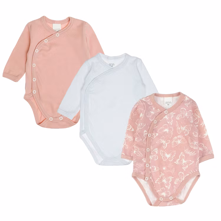 3-pack rosa bodies - Butterflies
