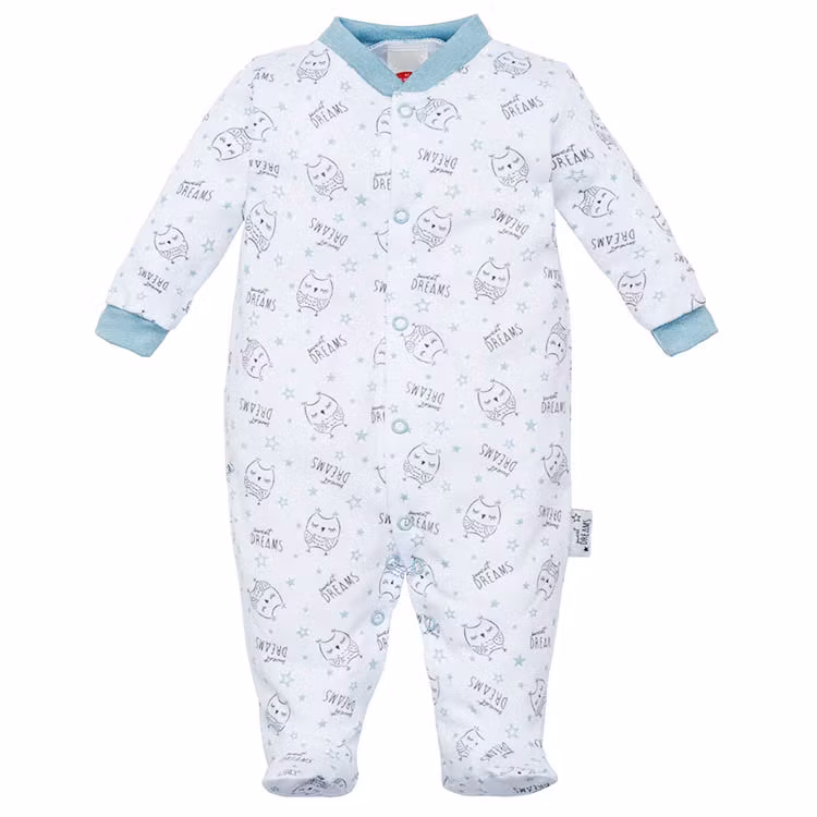Långärmad sparkdräkt med mönster av ugglor från kollektionen Sweet Dreams