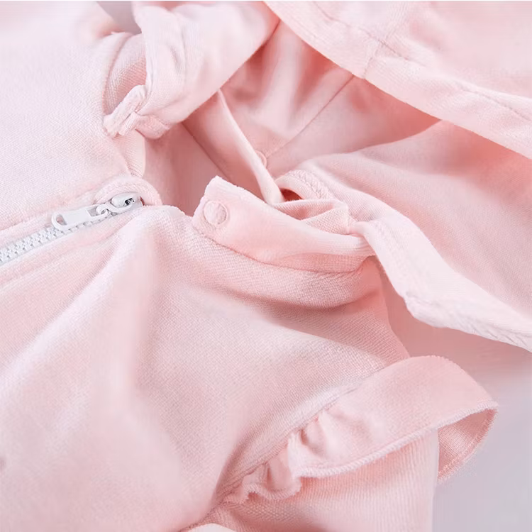 Avtagbar luva av rosa luvtröja i velour - Aspen
