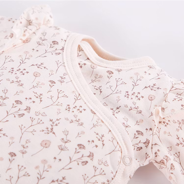 Krage beige omlottbody med blommigt mönster  - Bloom