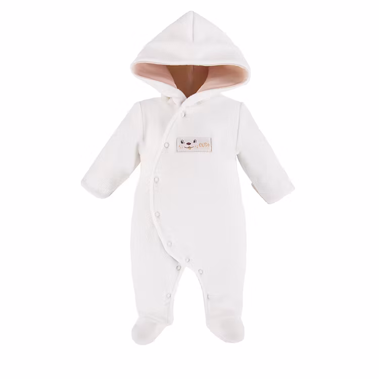 Créme vit fleeceoverall med luva - Aspen