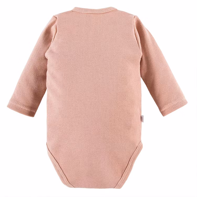 Baksida Ribbad beige-rosa omlottbody med volang - Bloom