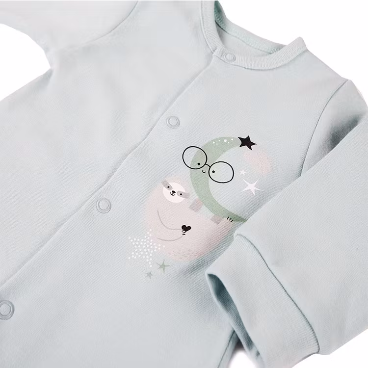 Ärm och motiv på Mintgrön sparkdräkt - Baby Mellow