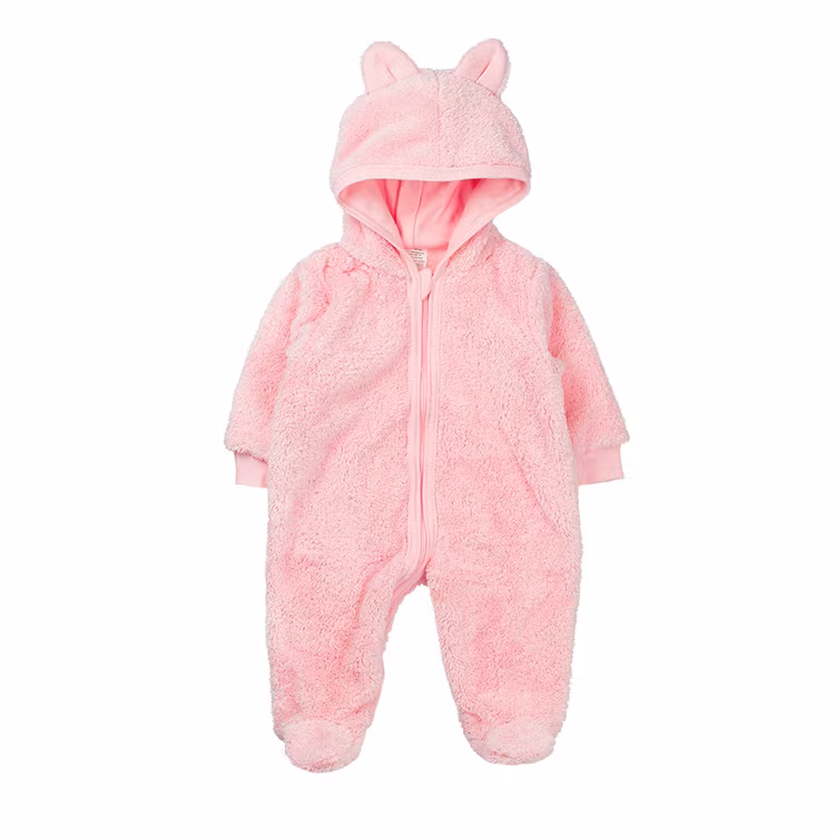 Rosa fluffig pileoverall med luva - Luna