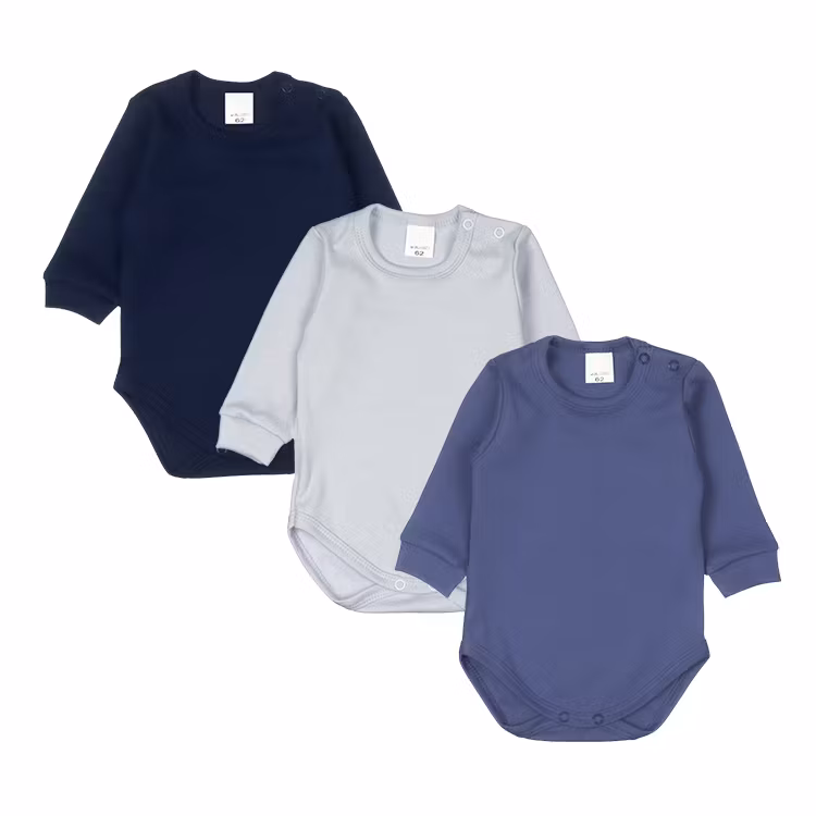 3-pack bodies Marinblå, jeansblå och stålgrå i rad - London