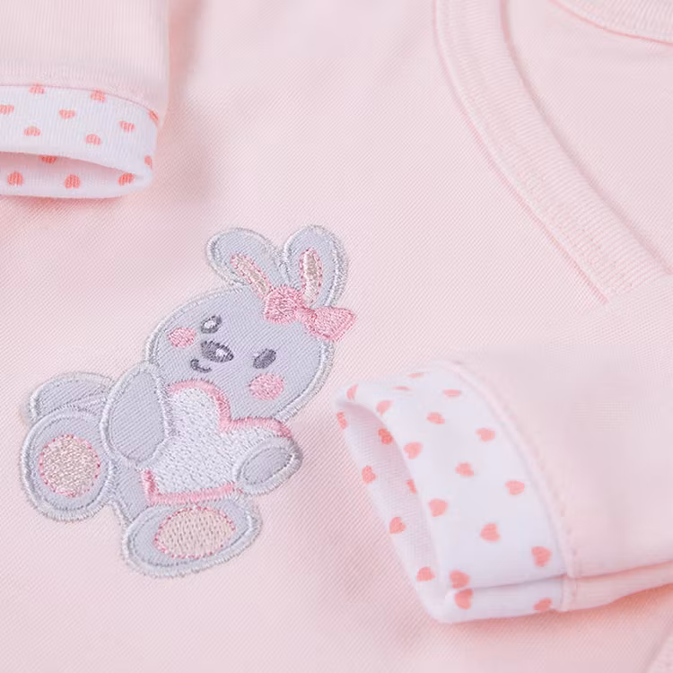 Kaninmotiv på rosa omlottbody - Newborn