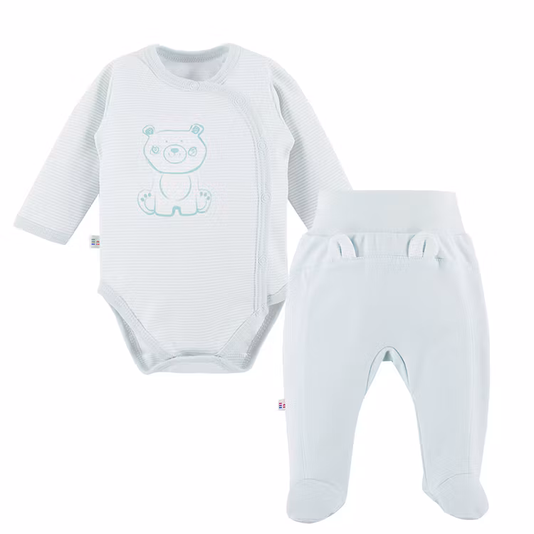 Set - Mintgrön byxa med öron & body med söt nalle - Big Bear