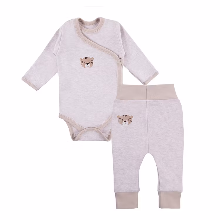 Set - Beige byxa och omlottbody med utvikbara vantar - Baby Love