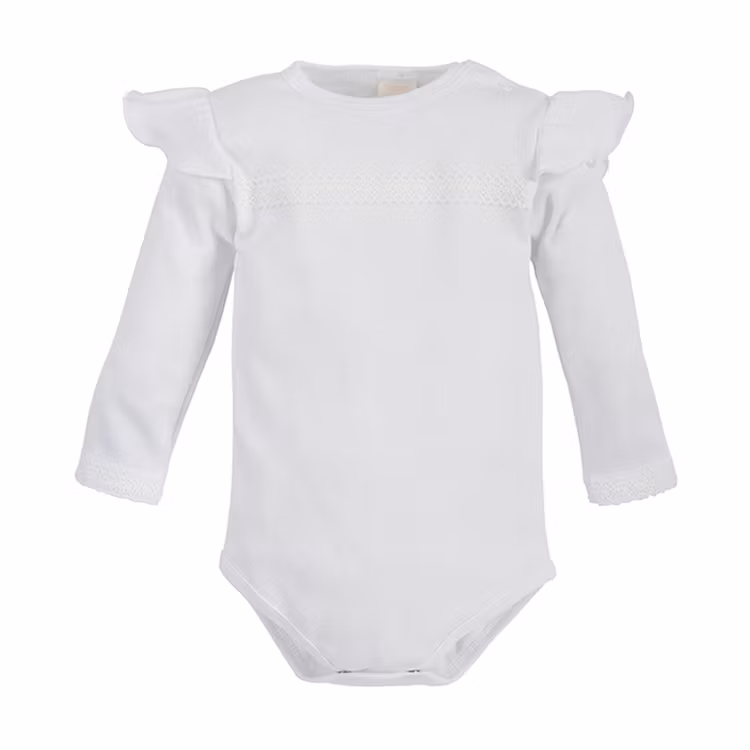 Vit body med spets och volang - Paris Girl