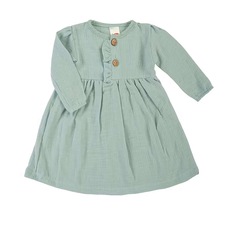 Grön muslin babyklänning - Baby Natural