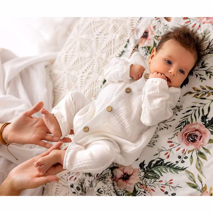 Bebis i Muslin jumpsuit - Vit - Natural Baby