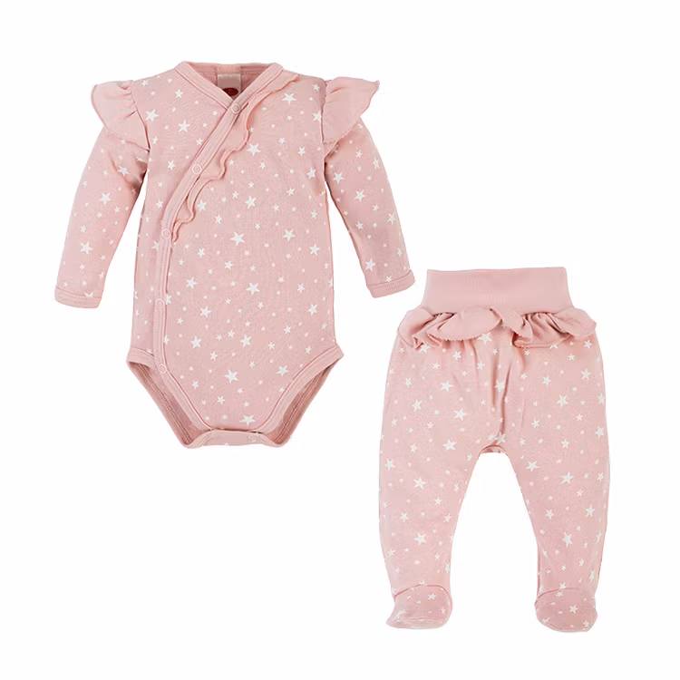 Rosa set med volanger - Body & byxa - Baby Stars