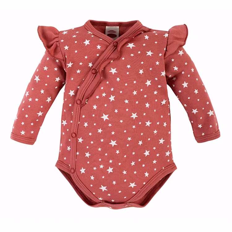 Tegelröd Body med stjärnor och volang - Baby Stars