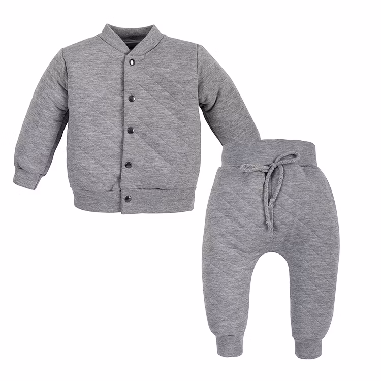 Set - Grå Quiltad Sweatshirt-cardigan och byxa - William