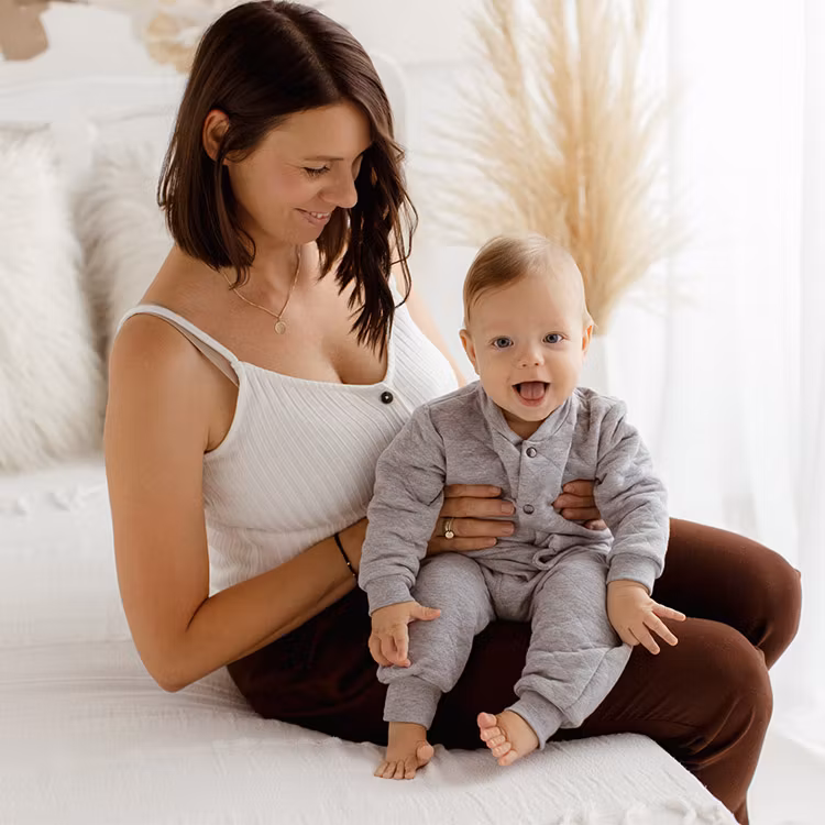 Bebis i Set - Grå Quiltad Sweatshirt-cardigan och byxa - William
