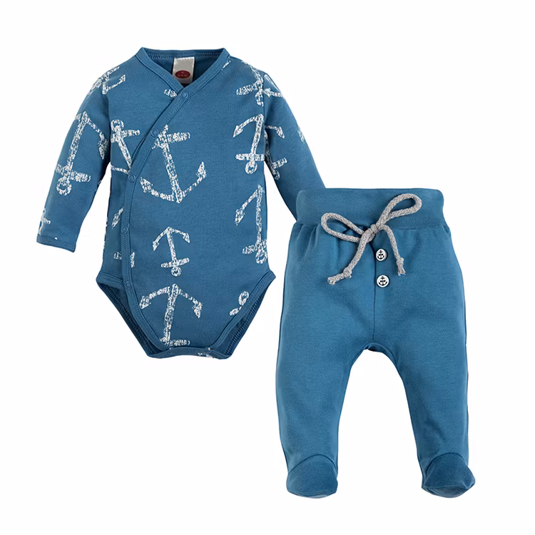 Blå body med ankare och byxa - Blue Sea