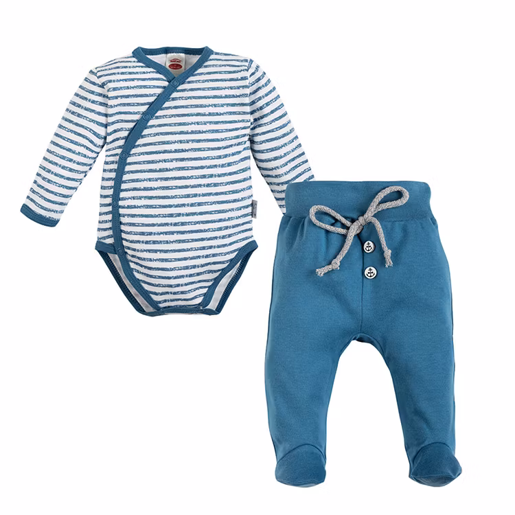 Randig body med blå byxa - Blue Sea