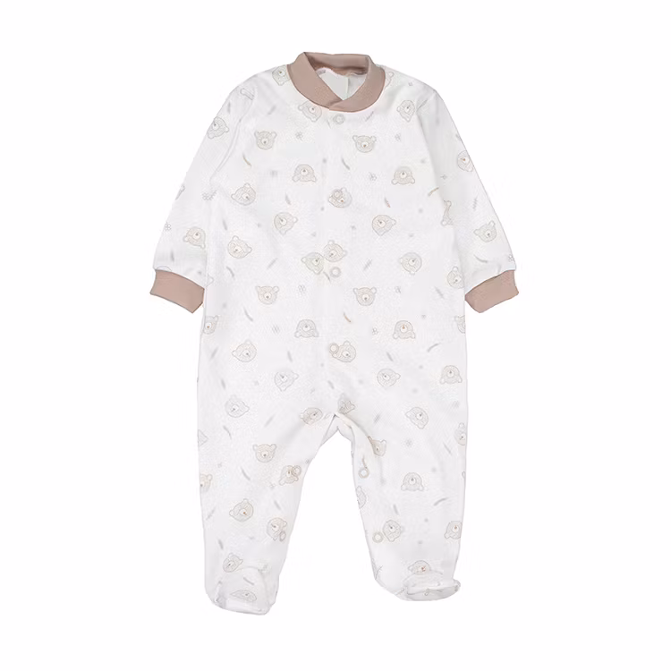 Cremevit sparkdräkt med beige björnar - Sleeping Bear