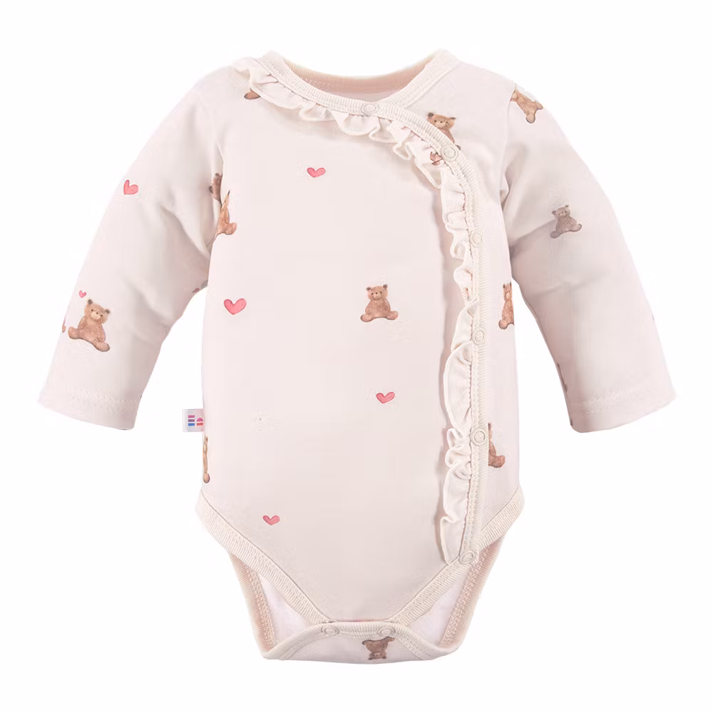 Beige body med volang och söta nallar