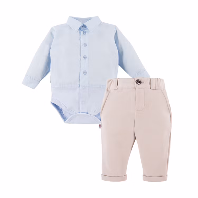Skjortset - Ljusblå babyskjorta och beige byxa - Ceremony
