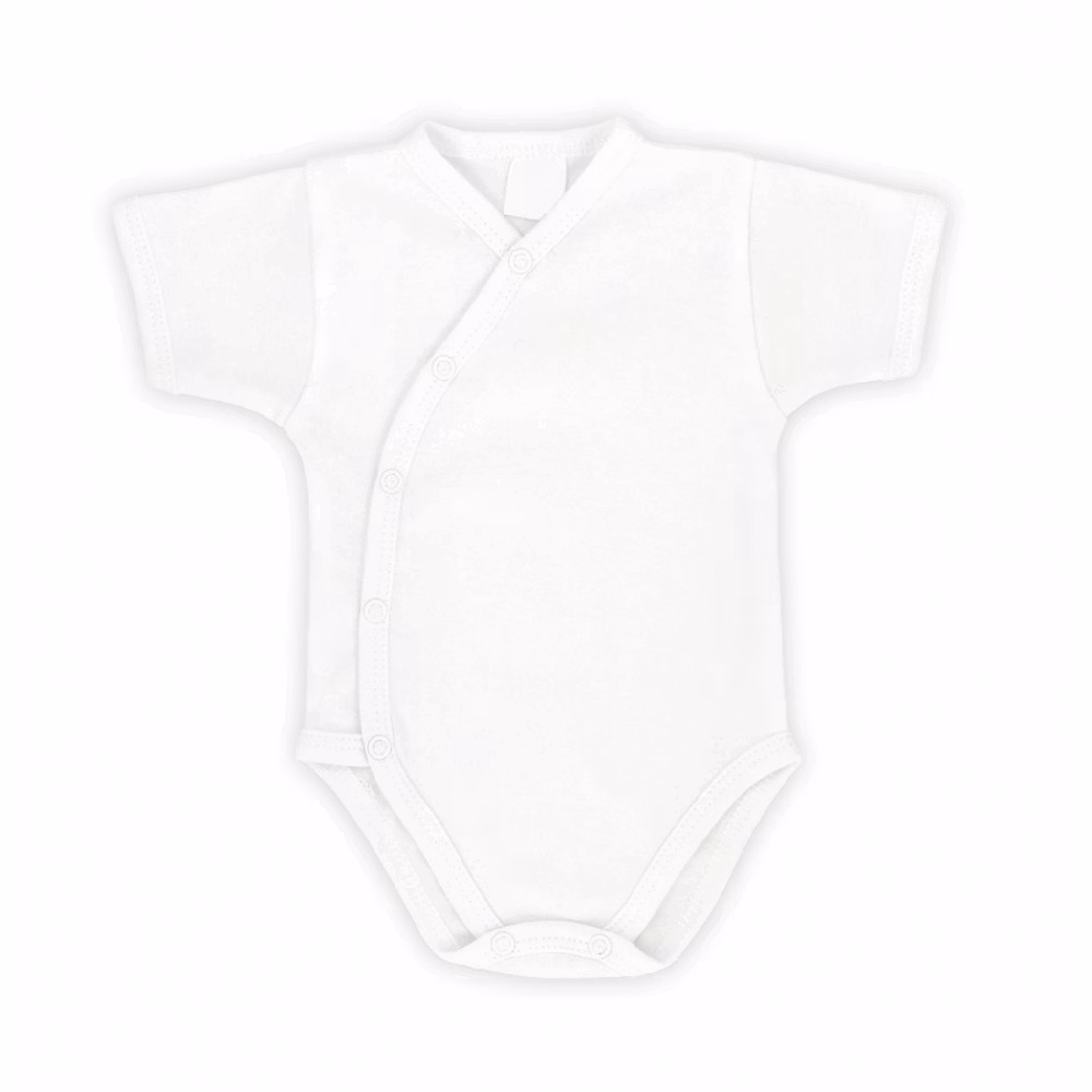 Vit kortärmad body med smart knäppning - Classic Baby