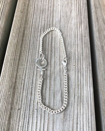 Anklet Venus - fotlänk med kvinnosymbol i återvunnet silver