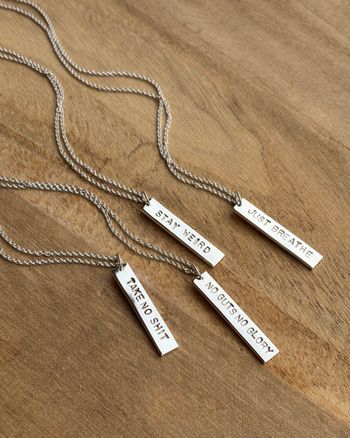Text Silver plate necklace- halsband i återvunnet silver