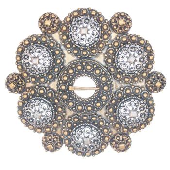 Bolesølje tofarga antikkforgylt/oksydert 8,6cm