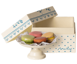 Maileg Kakfat med Macarons till Kanin i Ask - Blått Vitt