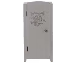 Maileg Skåp Stort Grått med Blom Mönster - Miniature Grey/Mint Stor Garderob Grå