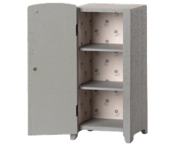 Maileg Skåp Stort Grått med Blom Mönster - Miniature Grey/Mint Stor Garderob Grå