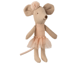 Maileg Ballerina Lillasyster Mus med Ballerinakjol och Hårband - Ljusrosa Rosa